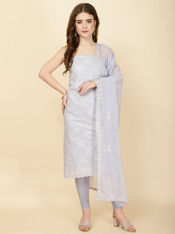 All Over Embroidery Cotton Unstitched Suit Piece With Dupatta