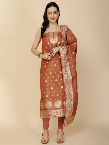 Woven Tissue Unstitched Suit Piece With Dupatta