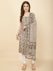 Neck Patti Printed Cotton Unstitched Suit Piece With Dupatta