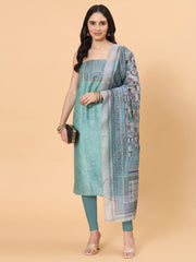 Printed Cotton Blend Unstitched Suit With Dupatta