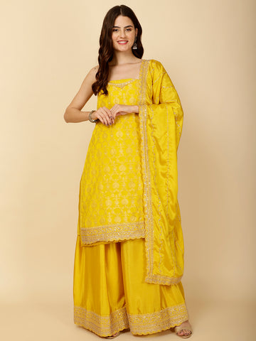 Woven Crepe Unstitched Suit Piece With Dupatta