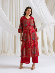 Printed Cotton Blend Kurta With Pants