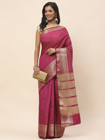 Zari Border Booti Woven Handloom Saree