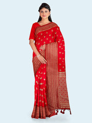 Zari Border Booti Art Silk Woven Saree