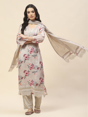 Cotton Suit Set with Chanderi Dupatta