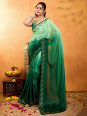 Embroidered Chinon Saree