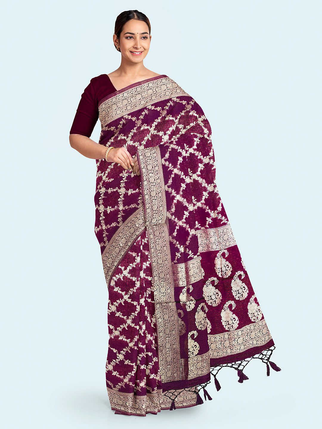 Zari Jaal Art Silk Woven Saree