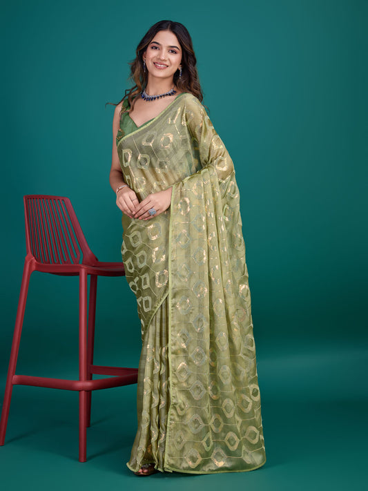 Sequence Embroidery Georgette Saree