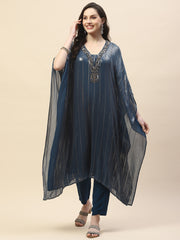 Sequin Work Georgette Kaftan Kurta With Pants