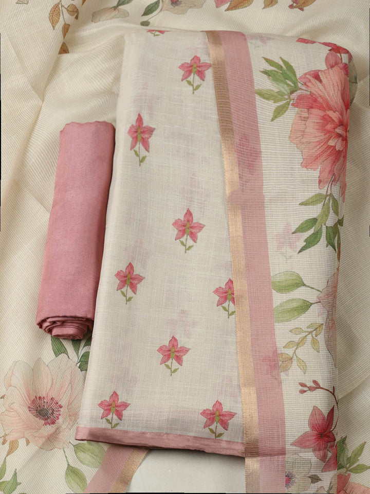 Printed Tissue Unstitched Suit With Pant &amp; Dupatta