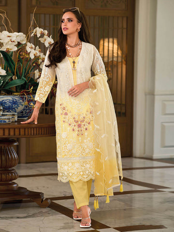 Embroidered & Sequin Straight Round Neck Pant Art Silk Kurta