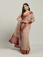 Digital Printed Cotton Blend Woven Saree