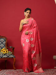 Woven Design Art Silk Pink Saree