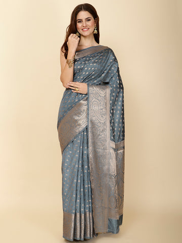 Zari Border Booti Woven Handloom Saree