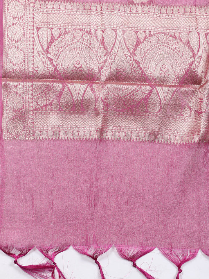 Neck Embroidered Tissue Unstitched Suit Piece With Dupatta