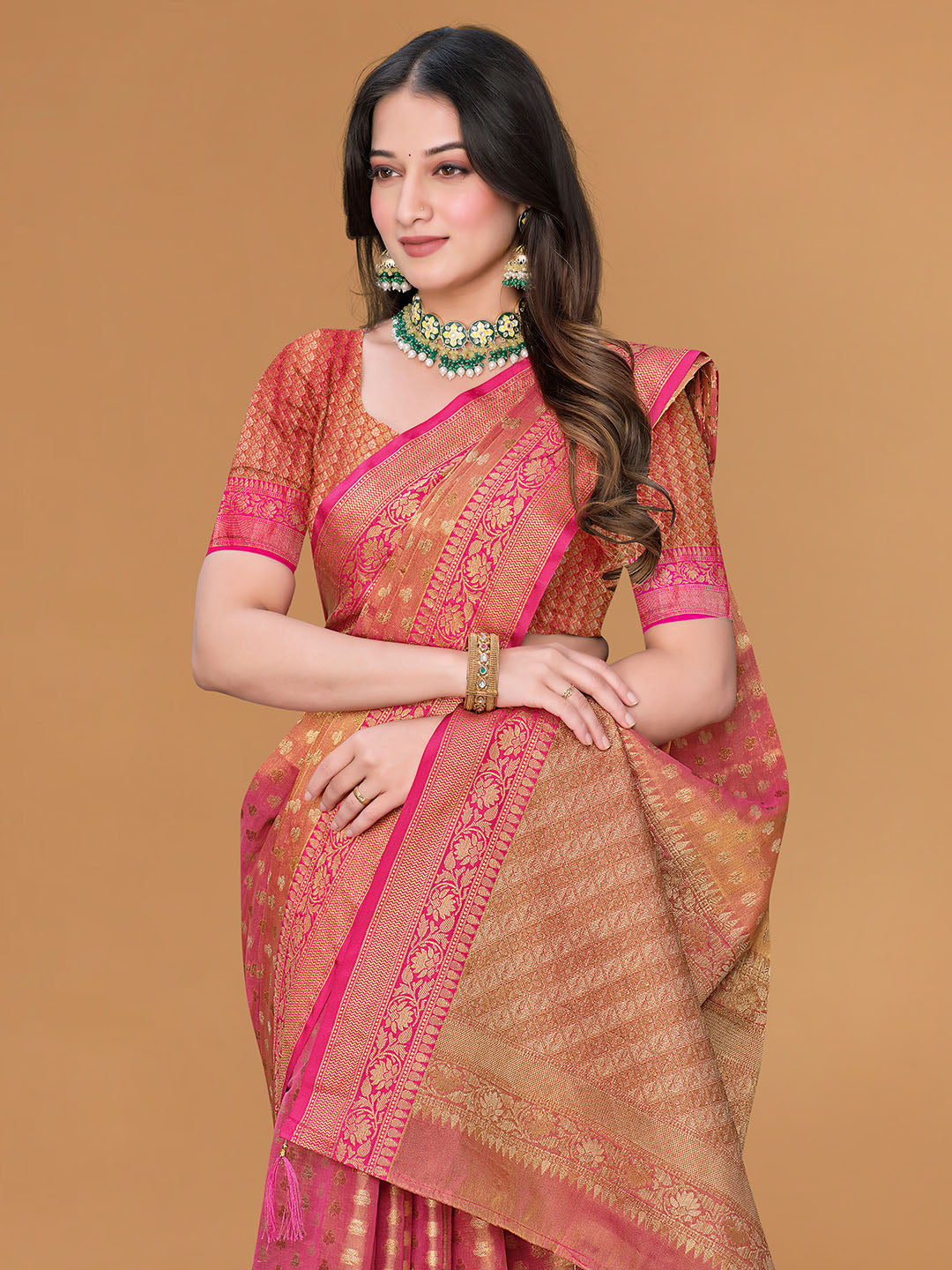Zari Jaal Cotton Woven Saree