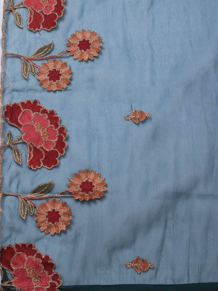Neck Embroidery Tissue Unstitched Suit With Dupatta