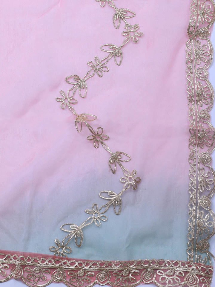 Neck Embroidery Chanderi Unstitched Suit With Dupatta