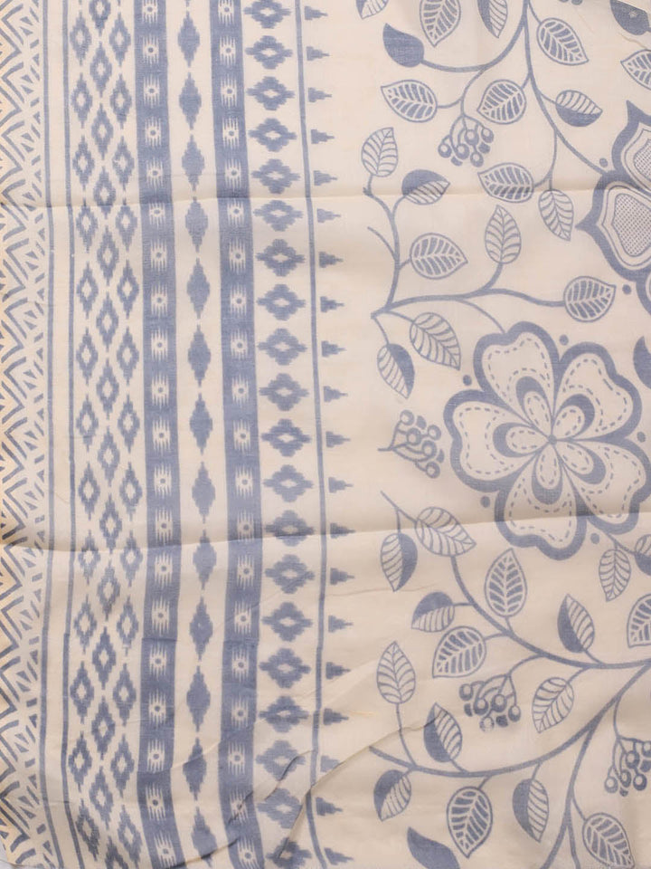 Printed Cotton Blend Unstitched Suit With Dupatta