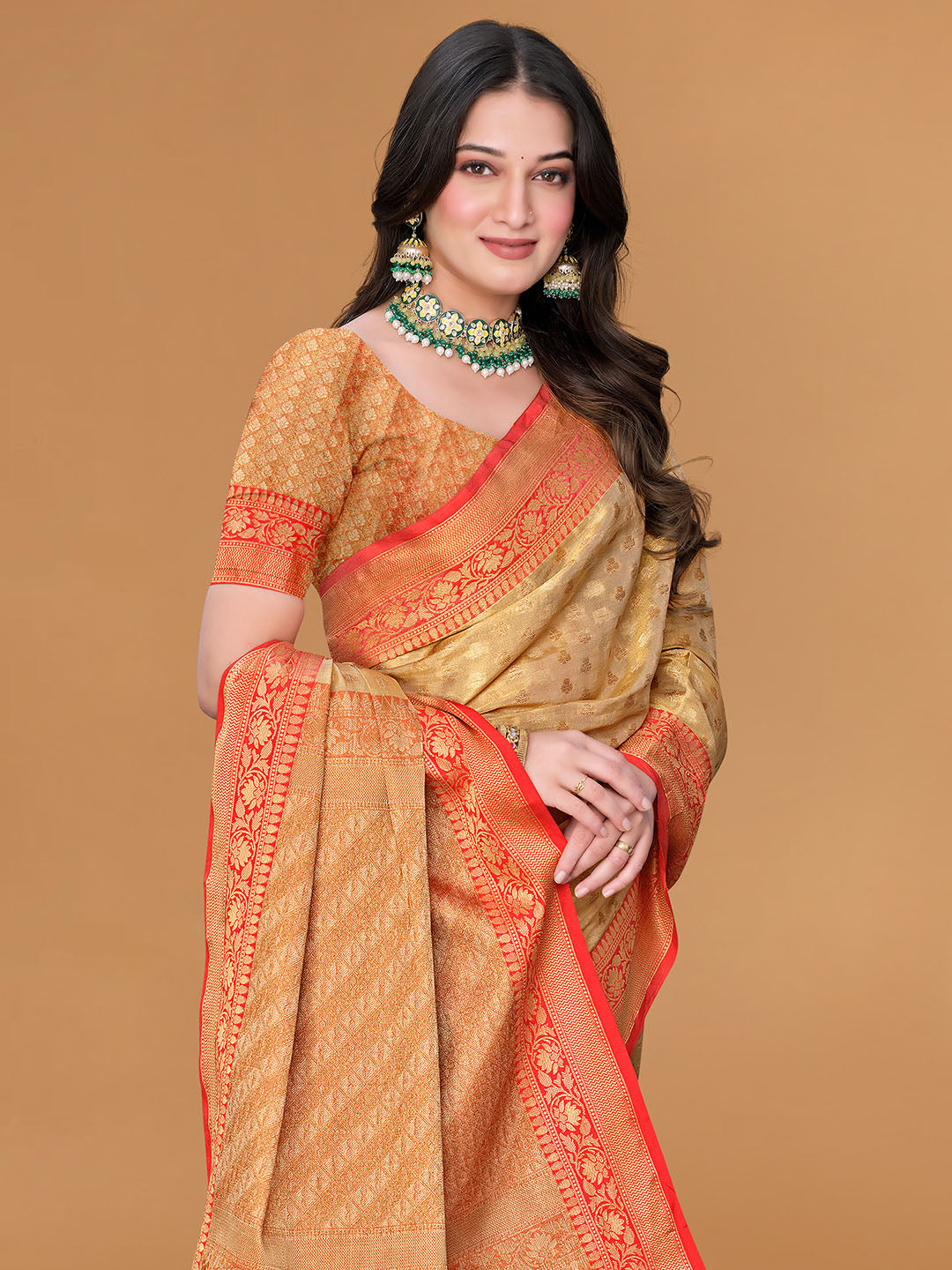 Zari Jaal Cotton Woven Saree