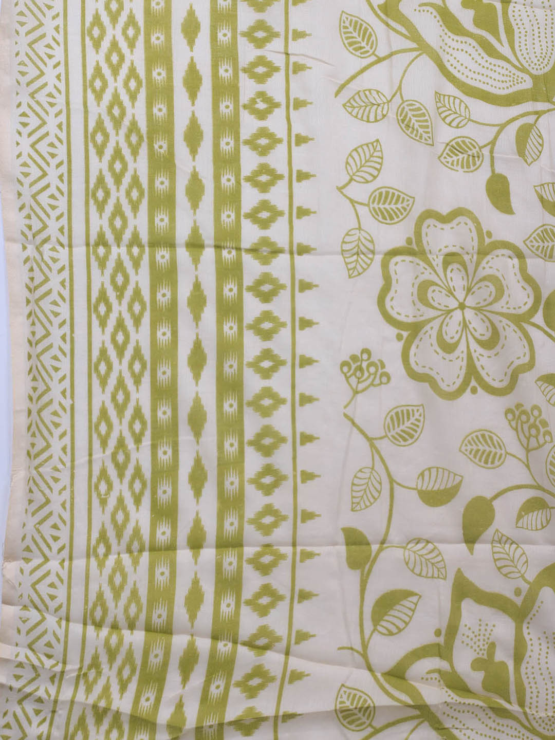 Printed Cotton Blend Unstitched Suit With Dupatta