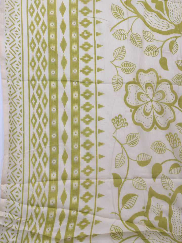 Printed Cotton Blend Unstitched Suit With Dupatta