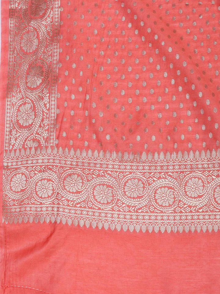 Floral Woven Chanderi Unstitched Suit With Dupatta