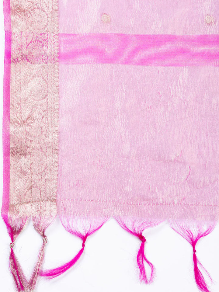 Neck Embroidered Tissue Unstitched Suit Piece With Dupatta