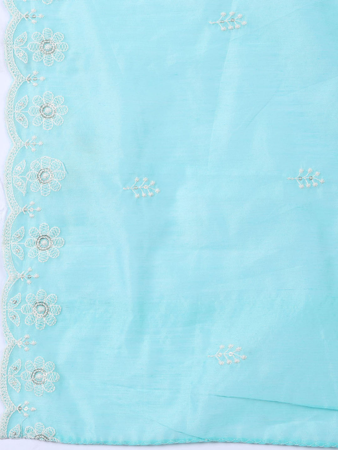 Embroidered Chanderi Unstitched Suit With Dupatta