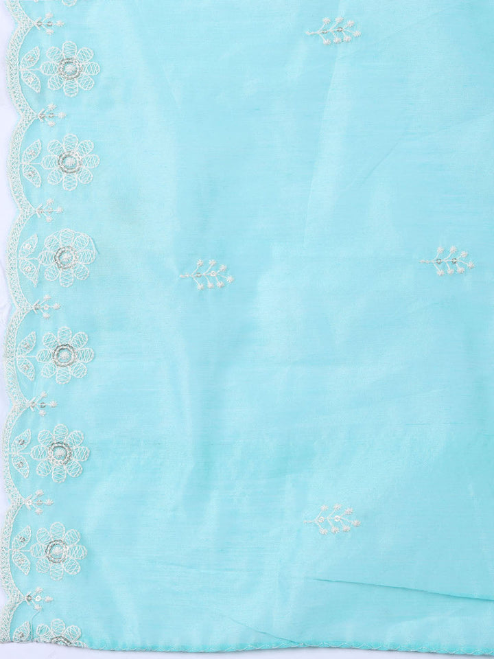 Embroidered Chanderi Unstitched Suit With Dupatta