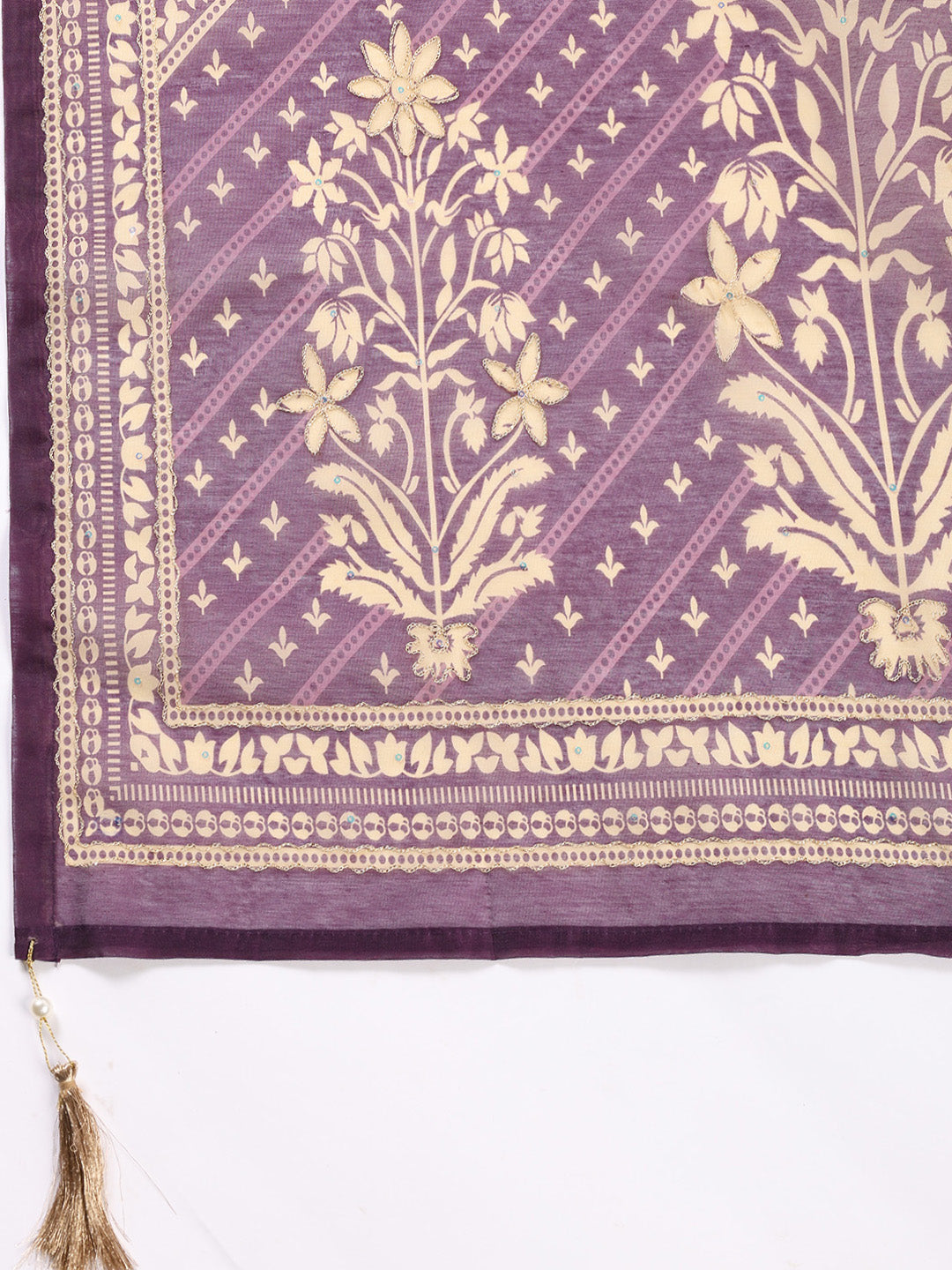 Neck Patti Chanderi Unstitched Suit With Dupatta