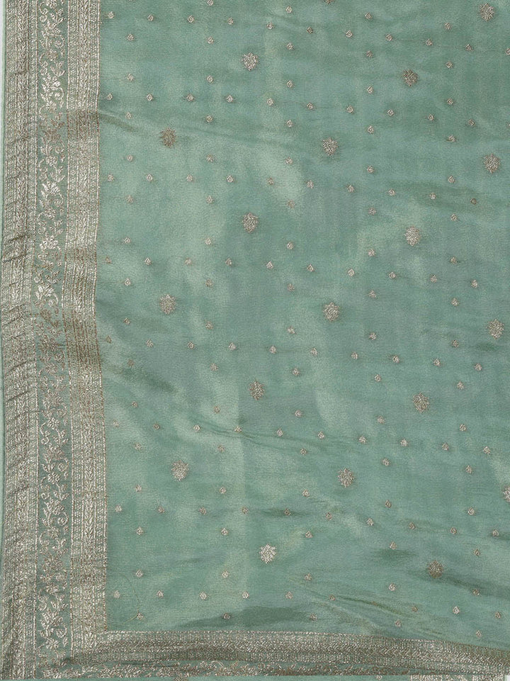 Embroidered Art Silk Unstitched Suit Piece With Dupatta