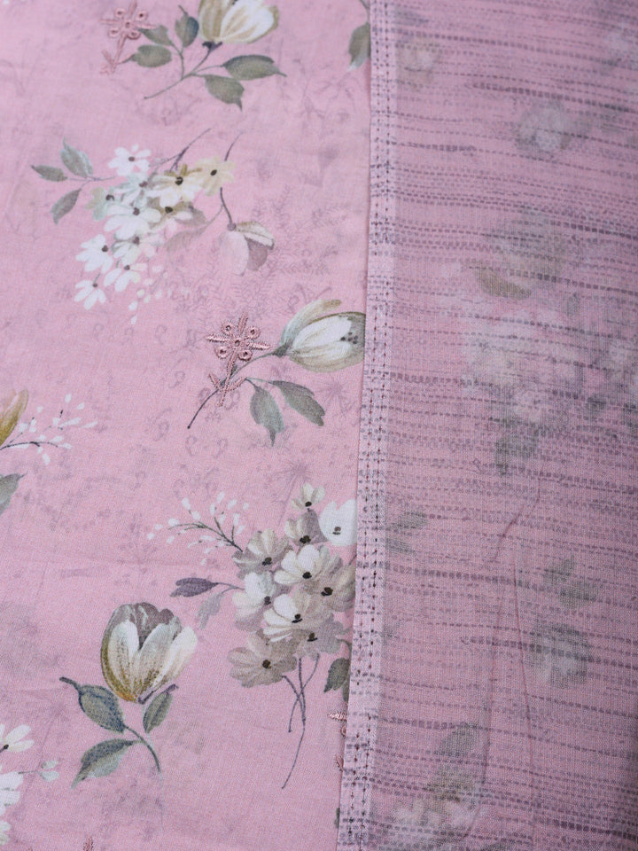 Embroidered Cotton Unstitched Suit With Pant &amp; Dupatta