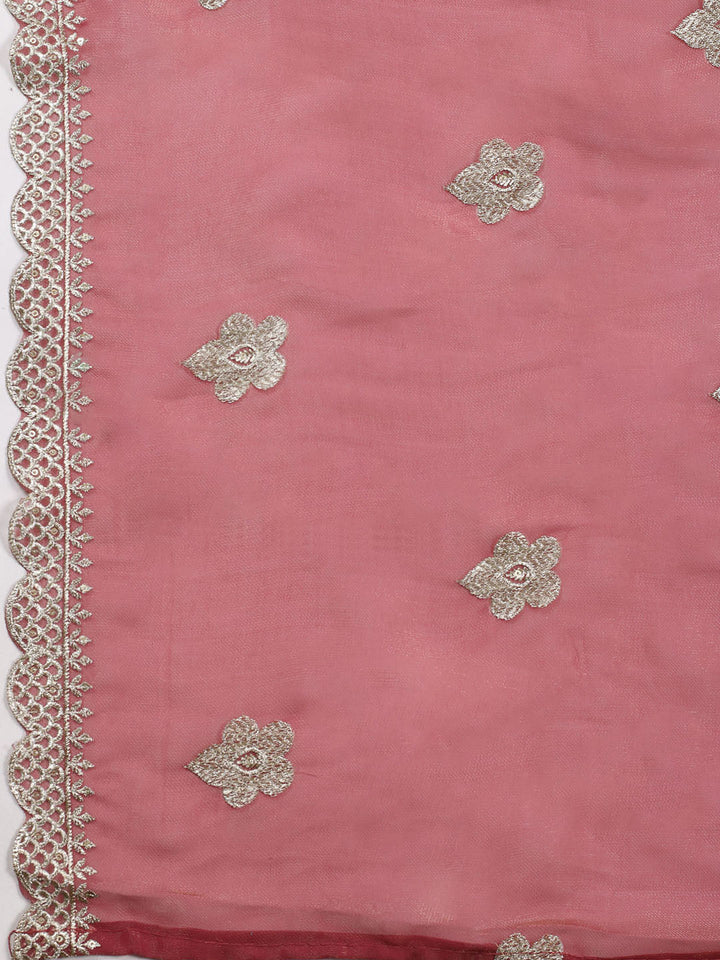 Neck Embroidered Tissue Unstitched Suit With Dupatta