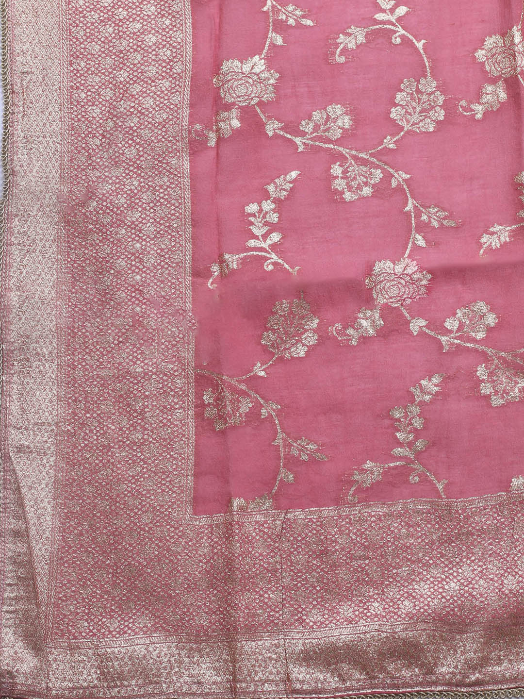 Neck Embroidery Chanderi Unstitched Suit With Dupatta