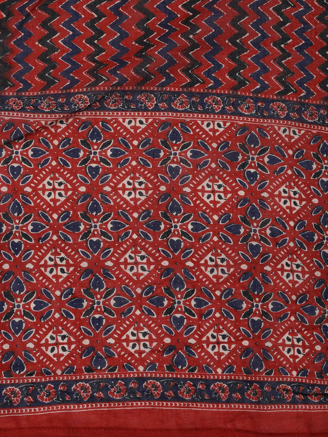 Neck Mirror Work Cotton Blend Unstitched Suit With Dupatta