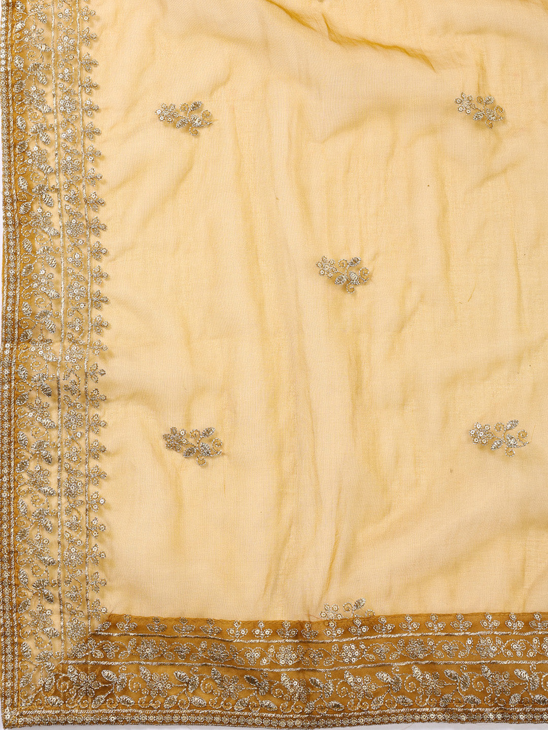 Neck Embroidered Chanderi Unstitched Suit With Dupatta