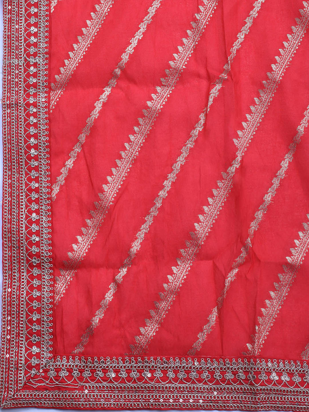 Neck Embroidery Chanderi Unstitched Suit With Dupatta