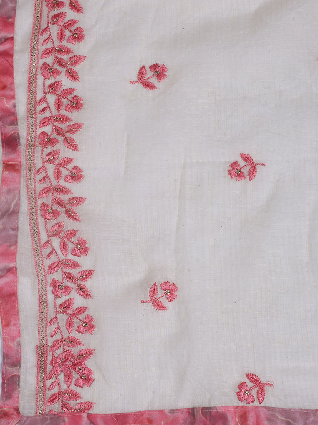 Neck Embroidered Cotton Blend Unstitched Suit Piece With Dupatta