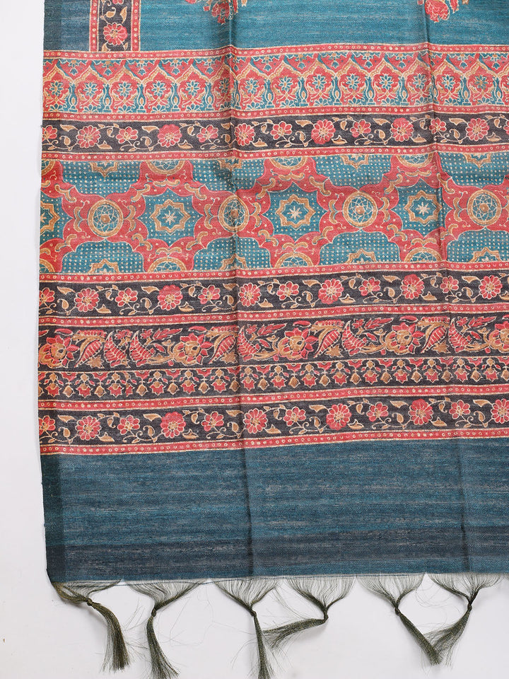 Neck Patti Chanderi Unstitched Suit With Dupatta
