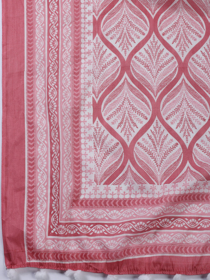 Printed Cotton Blend Unstitched Suit With Dupatta