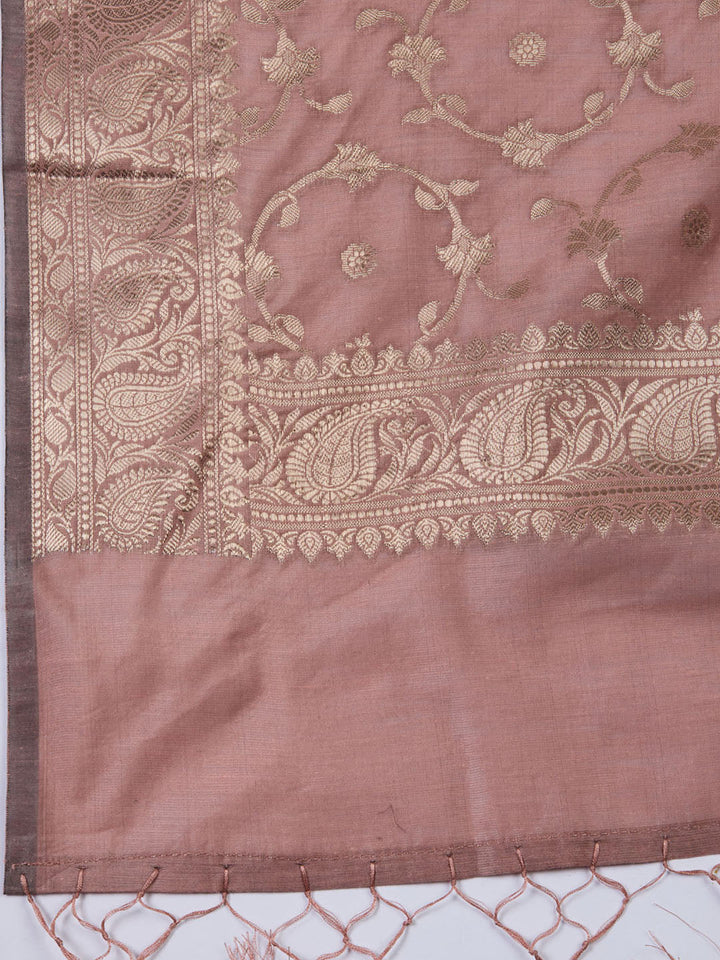 Woven Chanderi Unstitched Suit With Dupatta