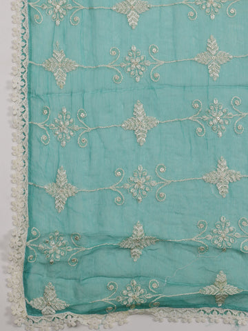 All Over Embroidery Chiffon Unstitched Suit Piece With Dupatta