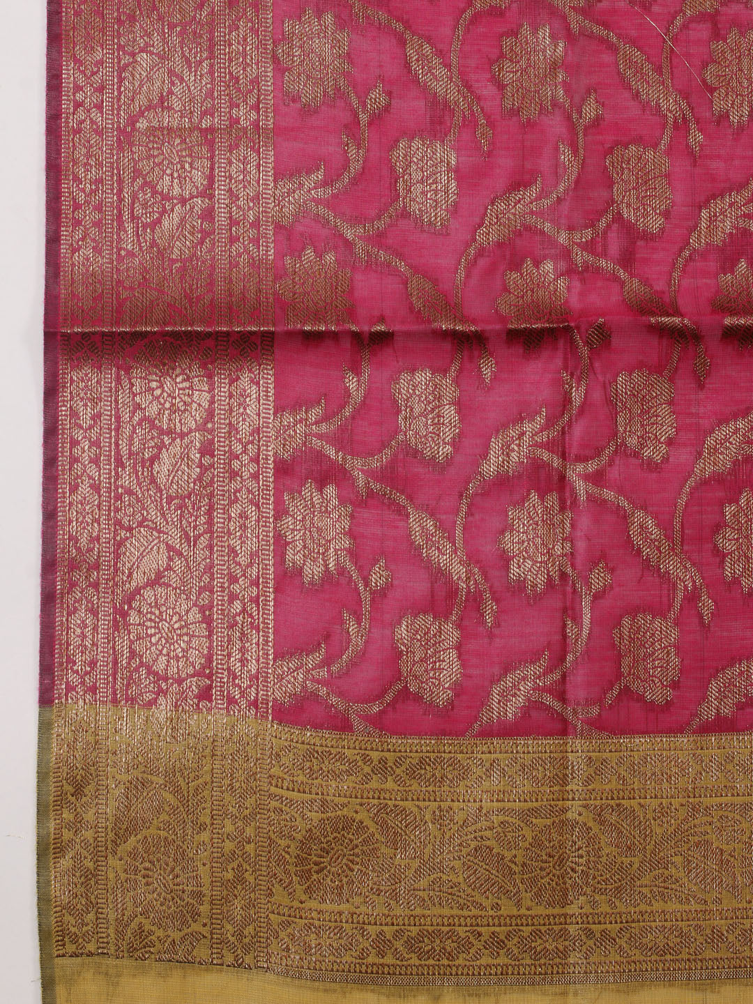 Neck Embroidered Chanderi Unstitched Suit Piece With Dupatta
