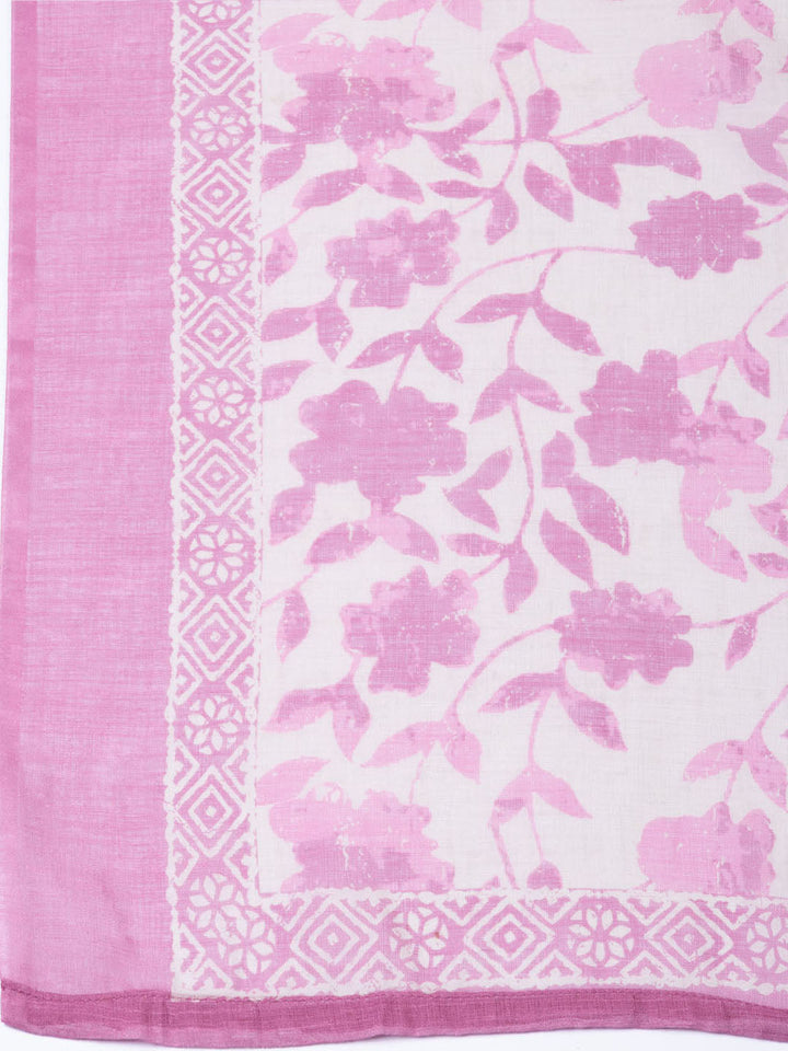 Neck Embroidered Cotton Blend Unstitched Suit With Dupatta