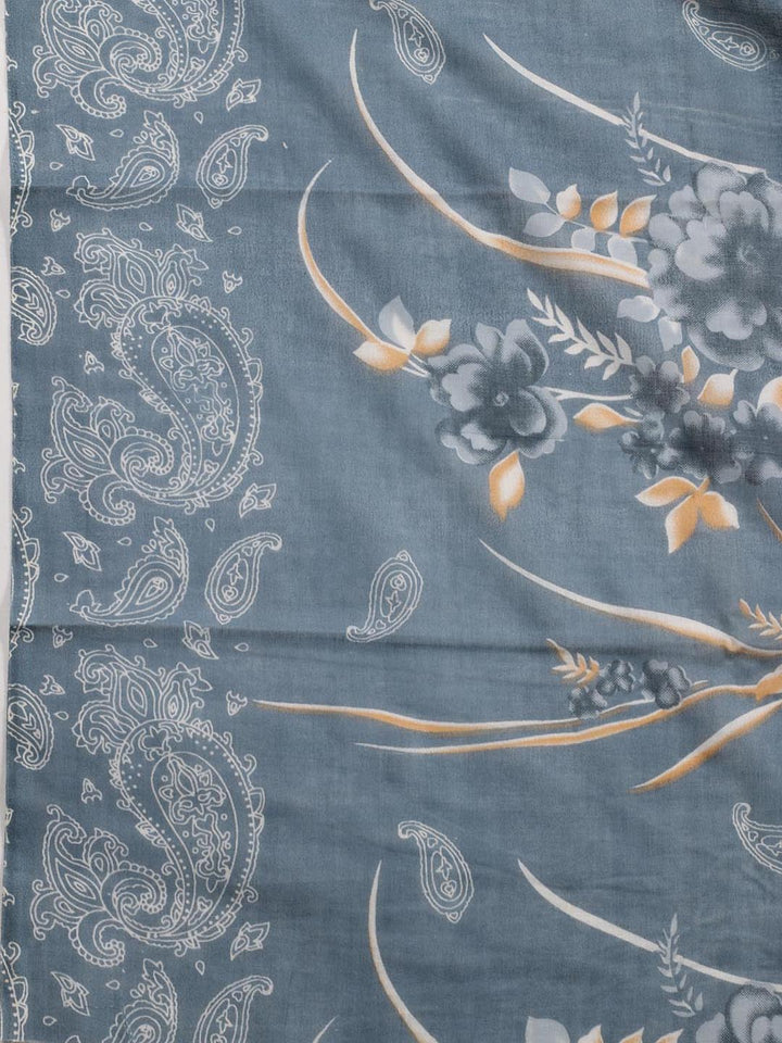 Printed Cotton Blend Unstitched Suit Piece With Dupatta