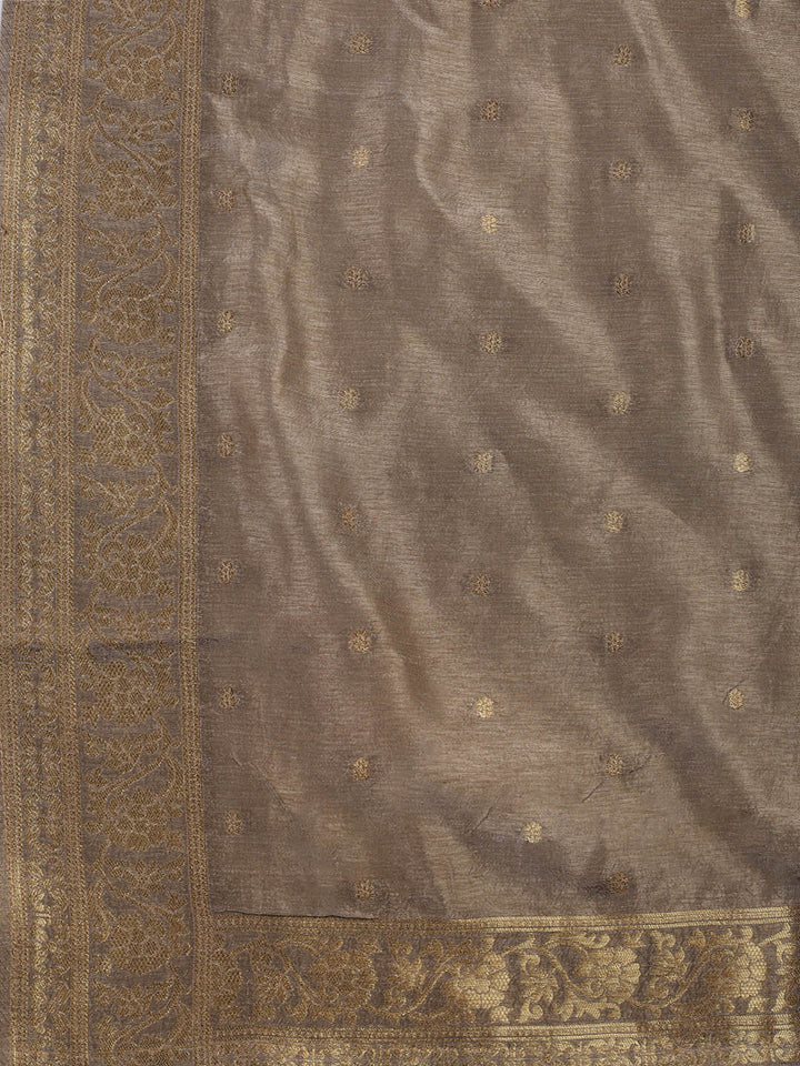 Embroidered Chanderi Unstitched Suit Piece With Dupatta