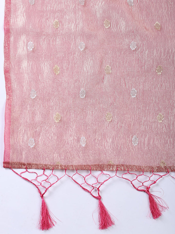 Neck Embroidered Tissue Unstitched Suit With Dupatta