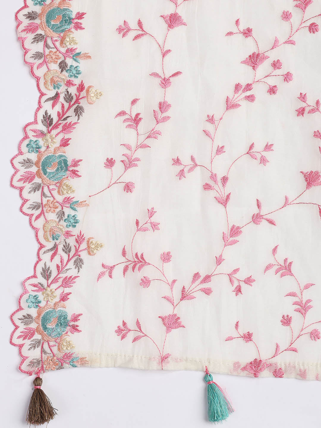 Embroidery Border Chanderi Unstitched Suit With Dupatta
