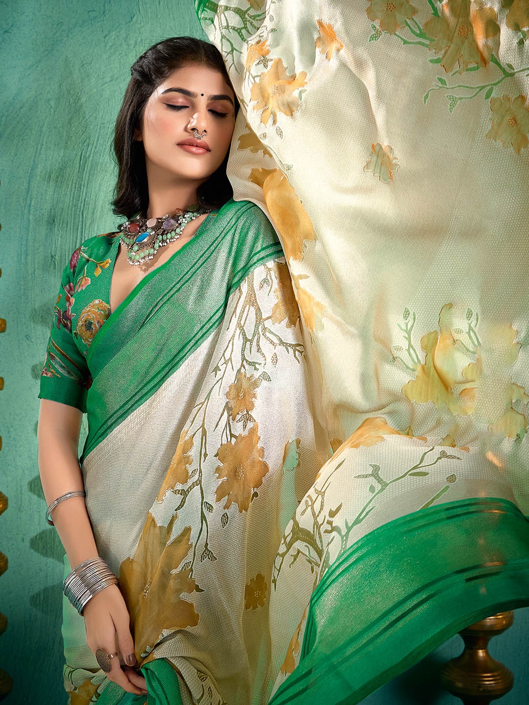 Digital Floral Printed Georgette Saree